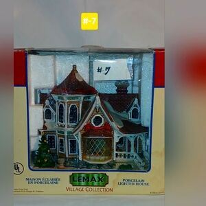 Lemax Porcelain Lighted Victorian House in White, Red, Green